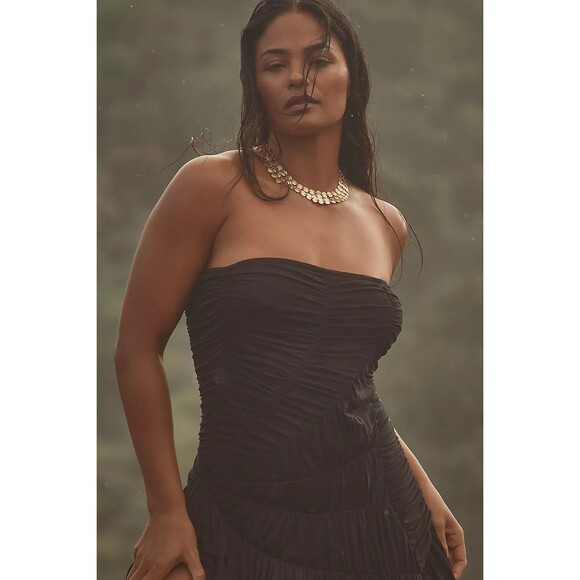 Anthropologie Celandine Strapless Ruched Asymmetrical-Hem Dress 1X-PS NEW 281108 - Picture 6 of 11